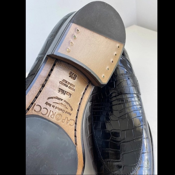 Caporicci 3321 Alligator Penny Loafers Shoes Black - Picture 13 of 13